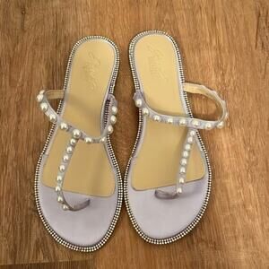NEW Badgley Mischka Jewel Satin light purple/lilac Pearl Sandals size 7.5